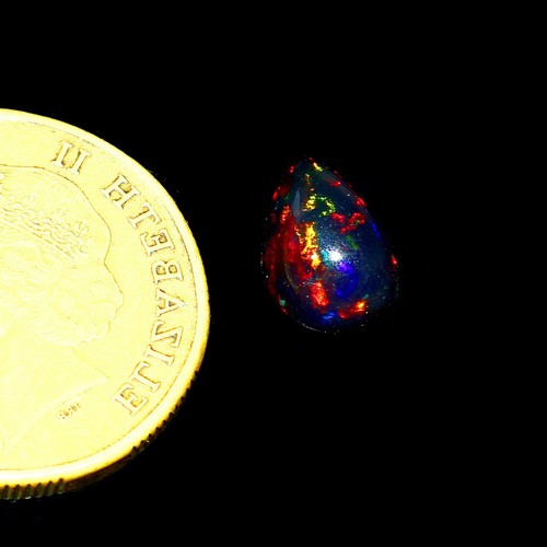 Natural red fire black - , opal