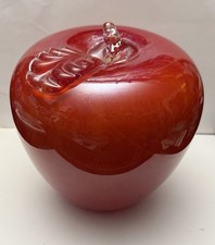 Red Apple 6"inch x 6"inch Paperweight Decorative Art Glass~Very Heavy 3.9 Pounds