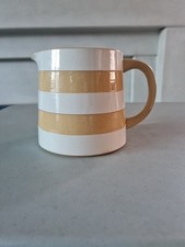 T G Green Cornishware Jug With Mustard And Beige Stripes By Judith Onions