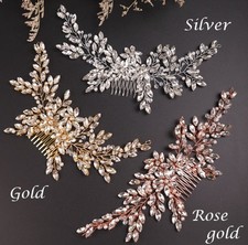 Handmade Crystal Wedding Hair Piece Comb Bridal Full Rhinestone Hair Accessories