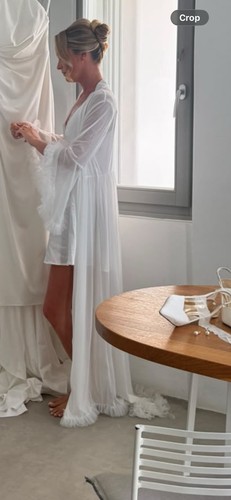 White sheer robe - sheer, ruffle