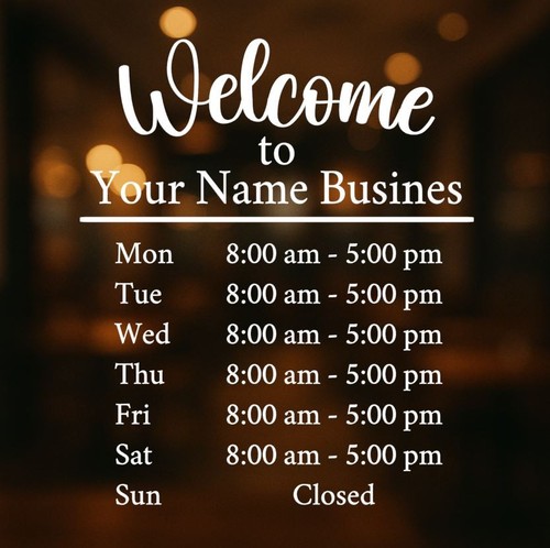Opening hours personalised - hours,
