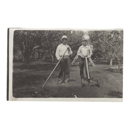 Antique rppc two men - rppc, working