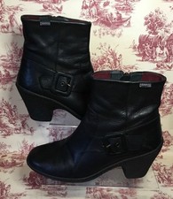 Camper Black Leather Block Heel Ankle Boots Size EU 39  UK 6