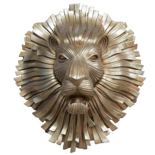 Gold lion head - head, art