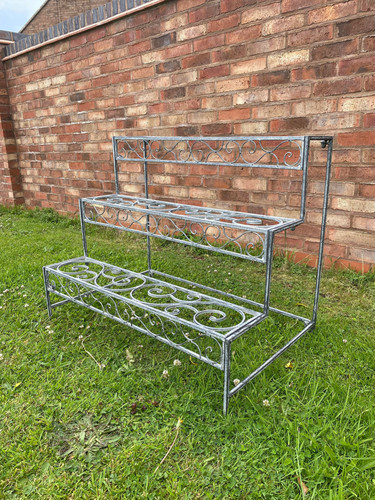 Grey galvanised metal plant - grey,