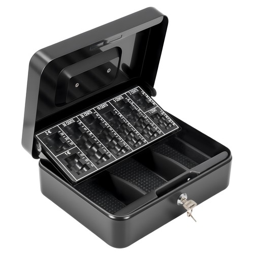Black metal cash box inches - cash,