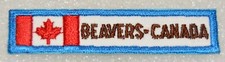 BEAVERS CANADA Boy Scout Uniform Badge Canadian Flag Cut Edge 87 mm  X 20 mm