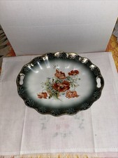 Antique Hand Painted Poppies Salad Plate