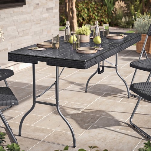 5ft black rattan design - black,