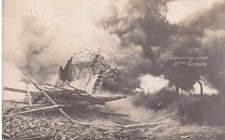 Original WWI GERMAN RPPC Real Photo Postcard EXPLOSION 38cm ARTILLERY SHELL 470a