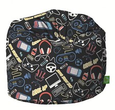 Bean Lazy ® 100% Cotton Large Black Gaming Design Bean Bag with Filling