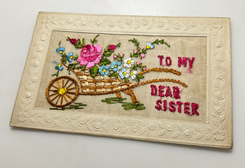 Ww1 silk postcard dear - silk, my