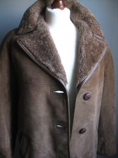 VINTAGE SHEEPSKIN COAT JACKET 12 10 real suede leather HEATONA ENGLAND NEW
