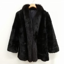 Mink & Fox Fur Coat Mid Length Black Women's Elegant Fur Jacket
