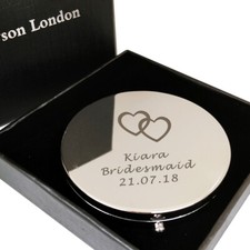 Personalised Compact Mirror for Bridesmaid Mum Wife Birthday Wedding Christmas