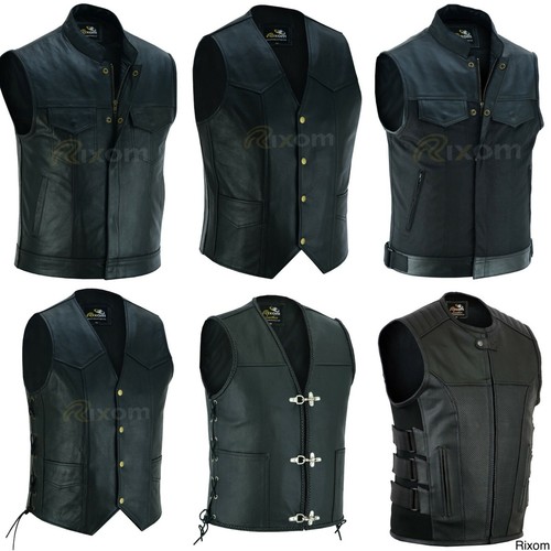 Biker leather waistcoat - biker, men's