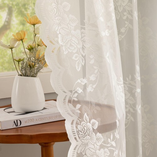 Ivory lace curtains inches - ivory, 84
