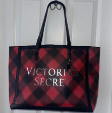 Victoria’s Secret Tote Bag Leather Hold-all Shoulder Bag Handbag Black Red