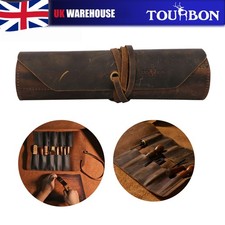 TOURBON Roll Craft Tool Organizer Vintage Leather Workshop Knifves Carrier Gift