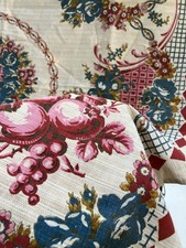 Vintage 1930s French Cotton Screen Print Tablecloth