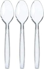 Heavy Duty Clear Table Spoon  Reusable Plastic Cutlery Spoons Disposable