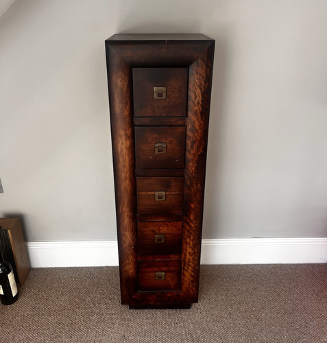 Dark wood tallboy chest - chest, of