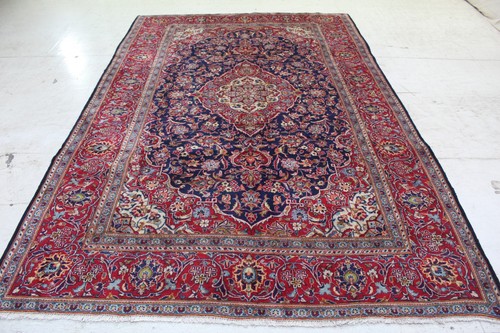 Handmade wool rug navy - wool,