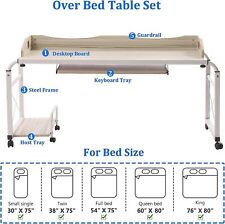 Overbed Table With Wheels Adjustable Over Bed Desk Multi-Functional Table Home