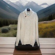 Original Aran Company Men’s Merino Wool Jumper Beautiful White XL