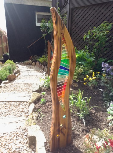 Stained glass garden sculpture - stained,