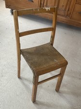 Vintage Industrial Children's School Chair  Wooden Seat Metal Brace Mid Century