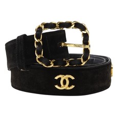 CHANEL COCO Mark belt black Suede Women