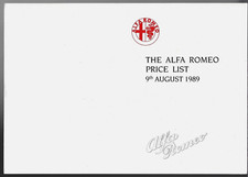 Alfa Romeo Price List 1989-90 UK Market Foldout Brochure 33 Sprint 75 164