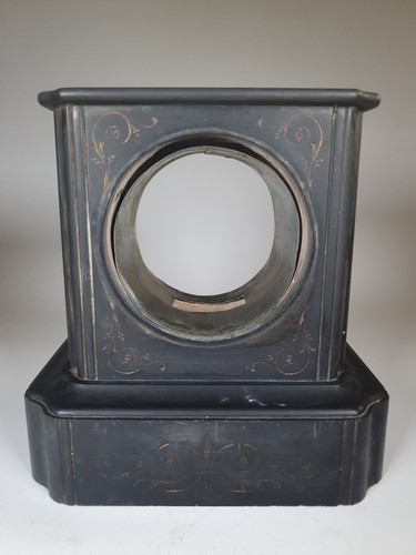 Antique black slate clock - slate,