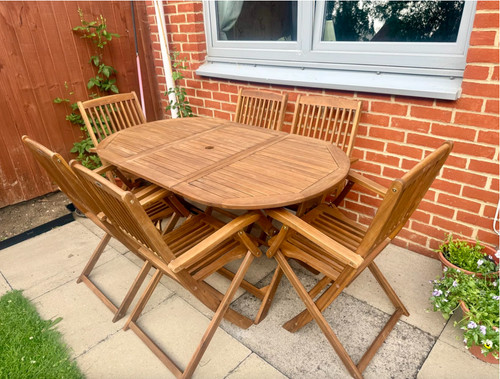 Wooden garden table and - table, chairs