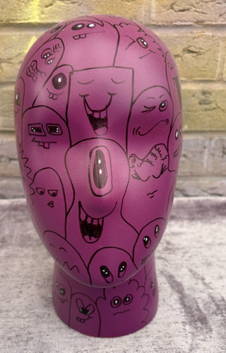 Unique pink black doodle - pink,