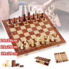 39cm Large Chess Wooden Set Folding Chessboard Pieces Wood Board Family Toy 3in1