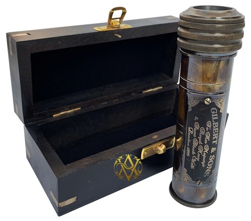 Brass kaleidoscope wood box - brass,