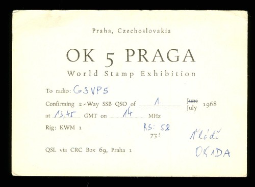 Qsl radio card ok5praga prague - card,