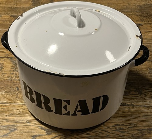 Large vintage white enamel - vintage,