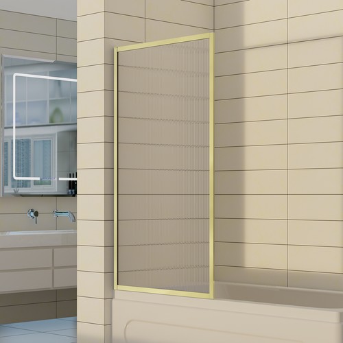 Fixed bath shower screen - fixed, gold
