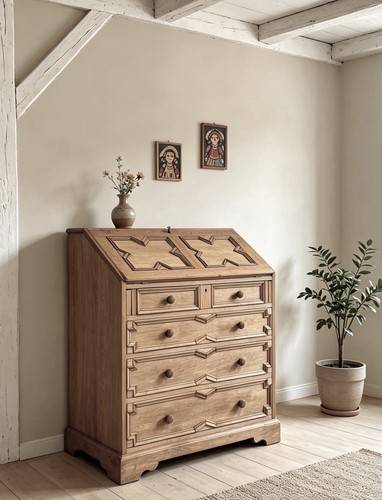 Vintage raw oak - oak, linenfold