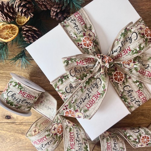 Christmas ribbon natural - ribbon, fruit