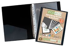 A4 slim ring binder + 12 Plastic punched pockets Quality BLACK Folder eco-eco