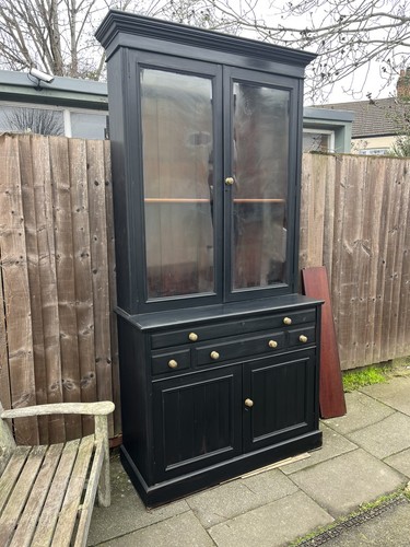 Ebonised antique bookcase - ebonised,