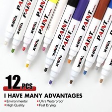 12Pcs Waterproof Permanent Paint Marker Pen For Car Tyre Tire Tread Rubber Metal
