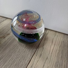 Large Vintage Heavy Art Glass Colourful Paperweight with Bubbles and Swirls