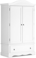 Luxury White Double Wardrobe French Style Storage with Drawer & Rail
