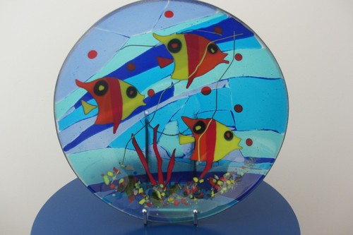 Vintage art glass - vintage, fish